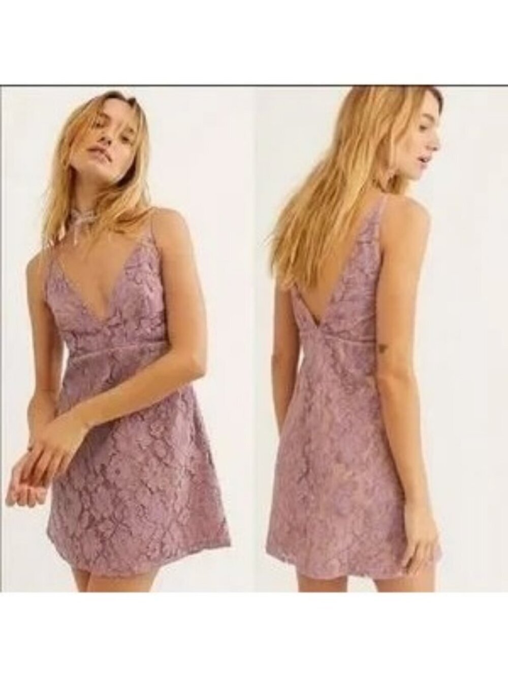 Free People Dangerous Love Purple Lace Mini Dress